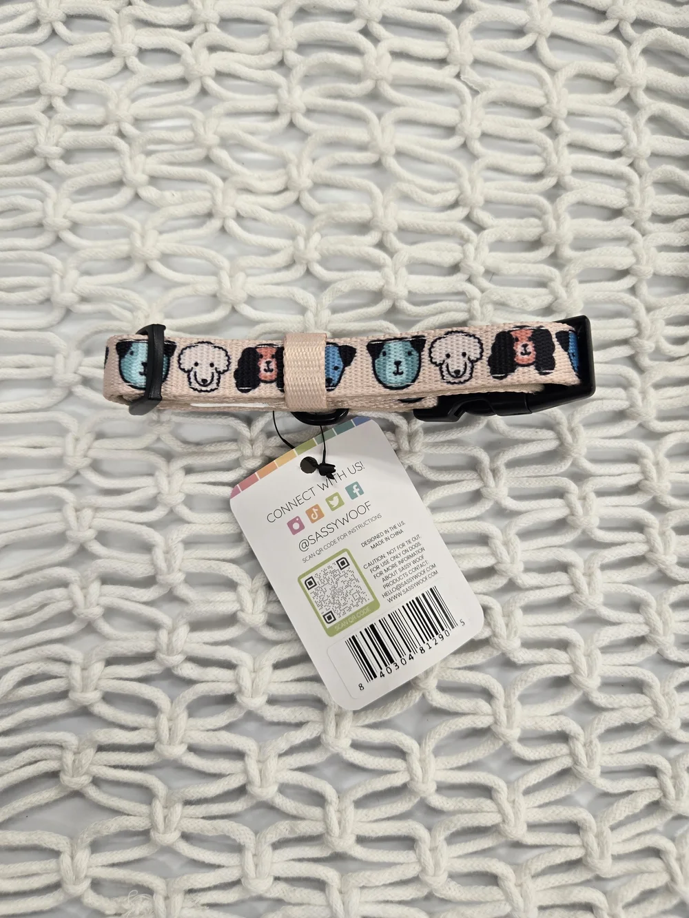 Sassy Woof Pink & Blue Patterned Dog Collar